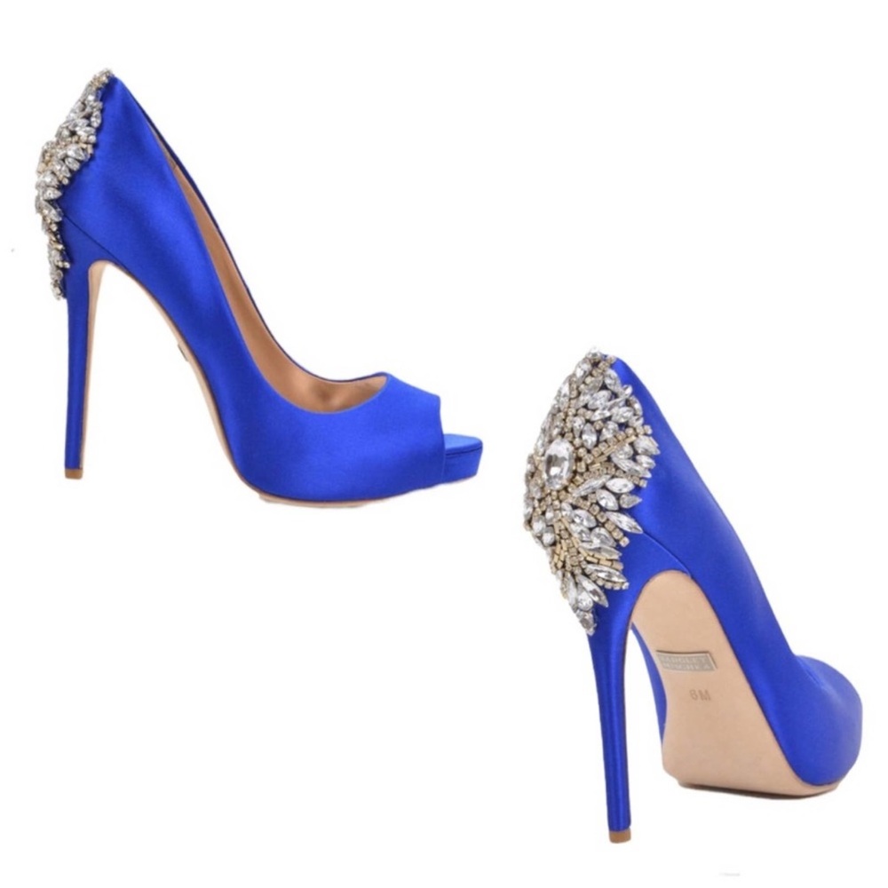 Badgley Mischka Royal Blue Heels with Crystal Accents